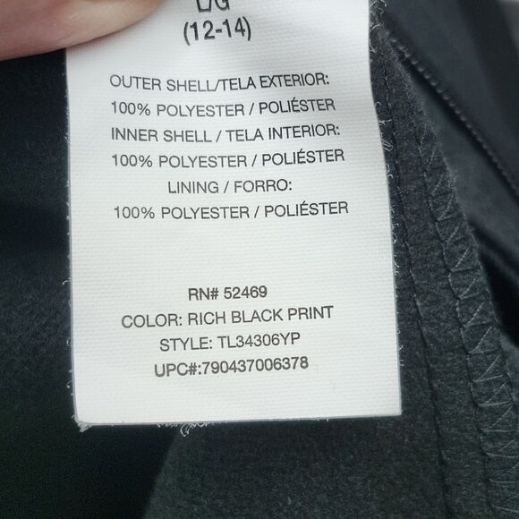 Free Tech Hooded Jacket Womens L 12-14 Black Full Zip Water Resistant Waist Tabs - Picture 12 of 15